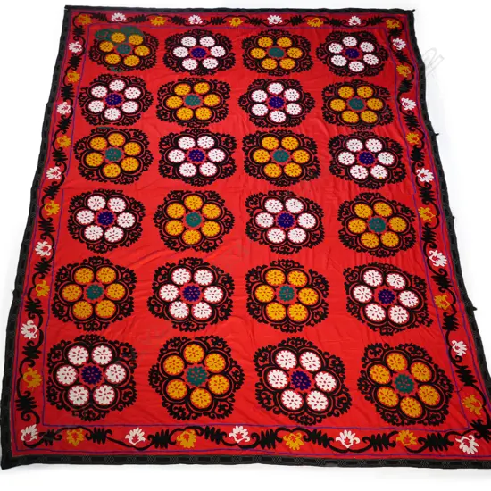 A large Uzbekistani Suzani textile,
