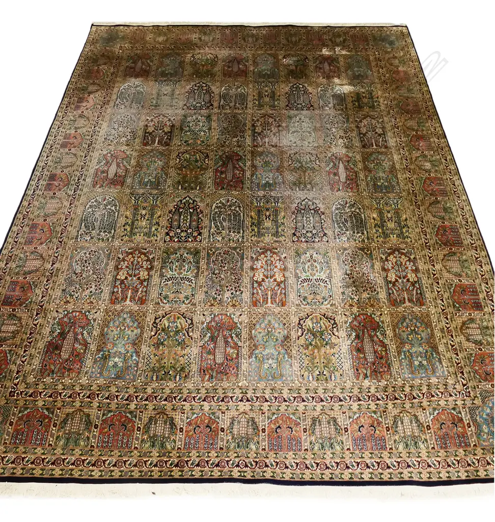 A large Indian Kashmir silk on cotton carpet, Image 1++