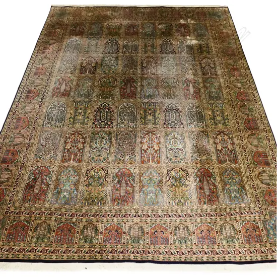 A large Indian Kashmir silk on cotton carpet,