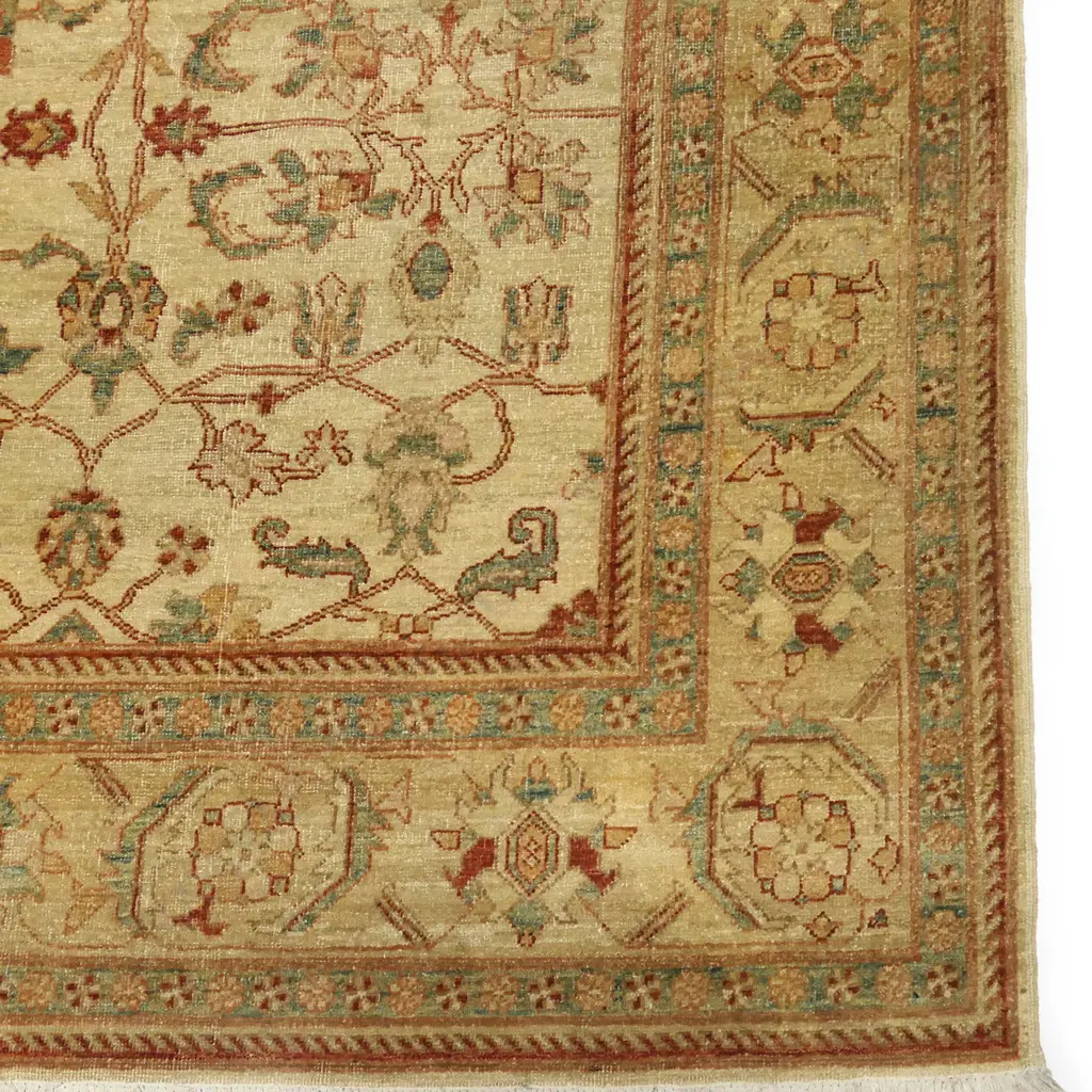An Afghan Ziegler Chobi all-wool hand-knotted carpet 2950 x 2550mm. Some sunlight fading and other marks. Purchased May 2005 from Persian Art Gallery Crow’s Nest NSW. Image 1++