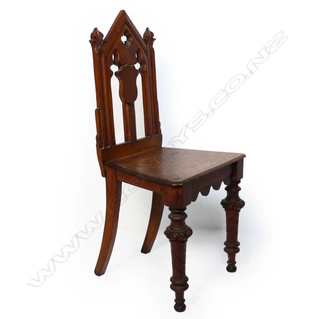 A Victorian mahogany Gothic hall chair, Image 1++