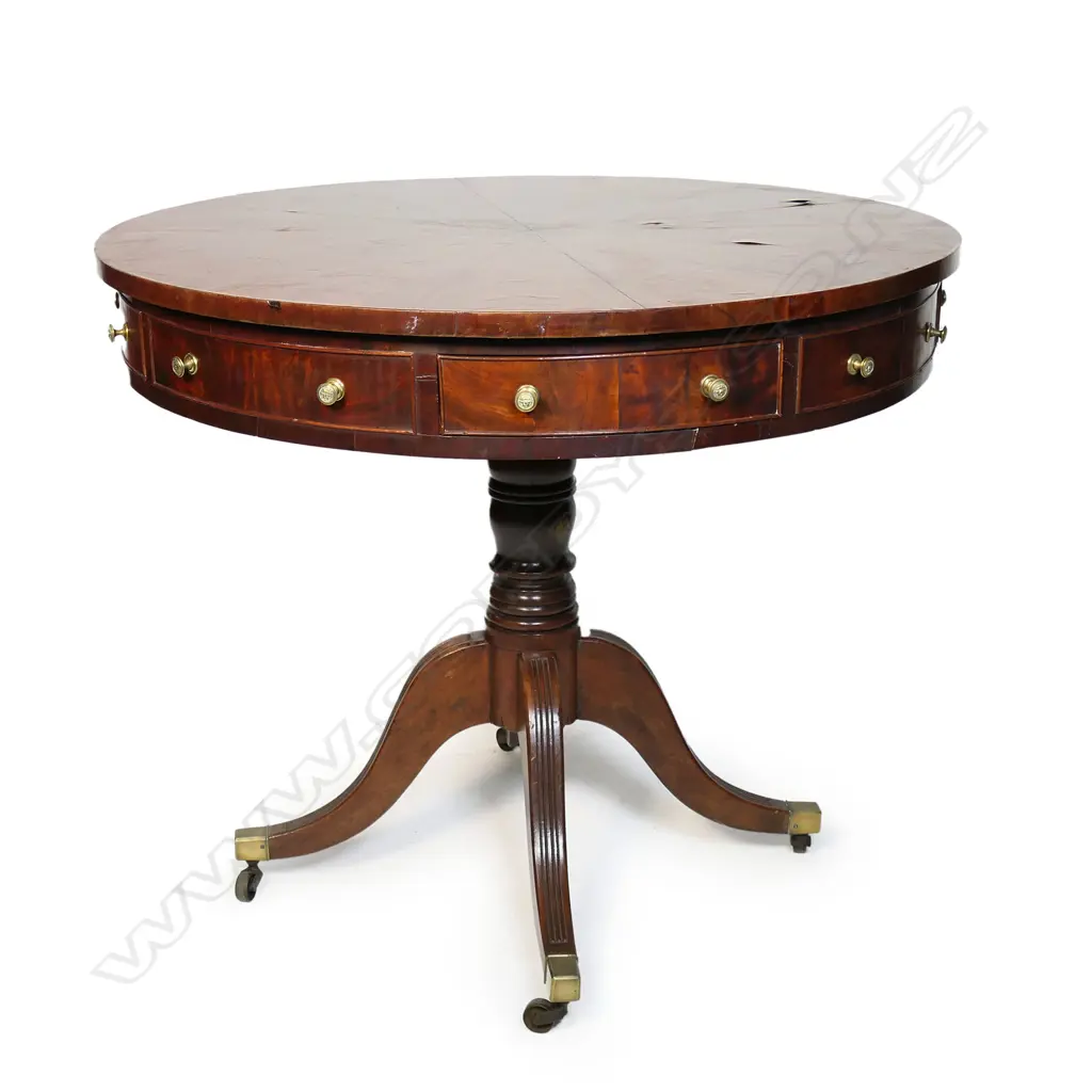An uncommon Regency mahogany drum table, Image 1++