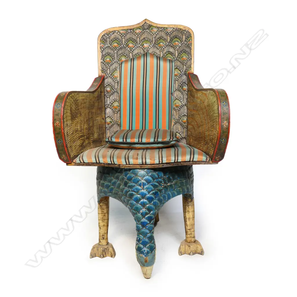 A unique early 20thC Anglo Indian Peacock chair, Image 1++