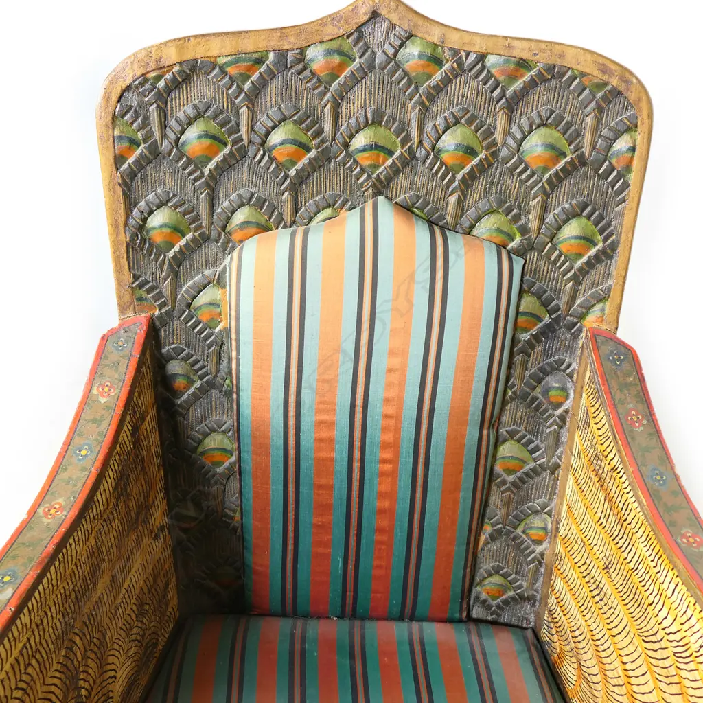 A unique early 20thC Anglo Indian Peacock chair, Image 1++