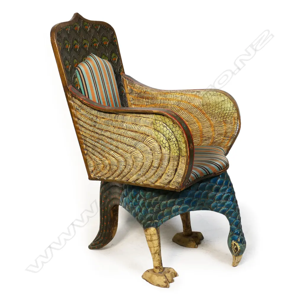 A unique early 20thC Anglo Indian Peacock chair, Image 1++