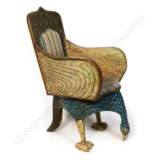 A unique early 20thC Anglo Indian Peacock chair,