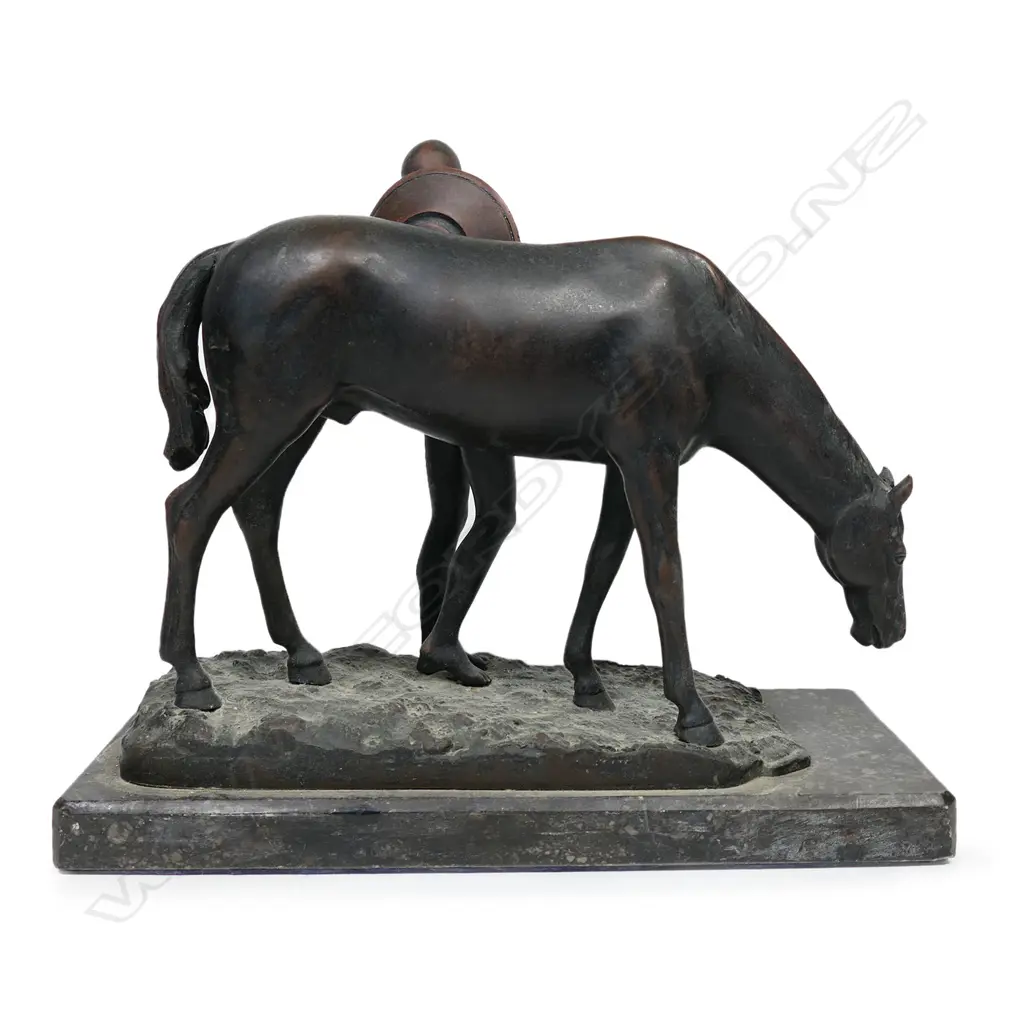 An early 1900s bronze figure of a Spartan warrior and horse, Image 1++