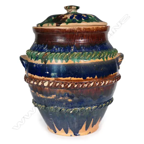 A large Jova Rancich pottery lidded jar,