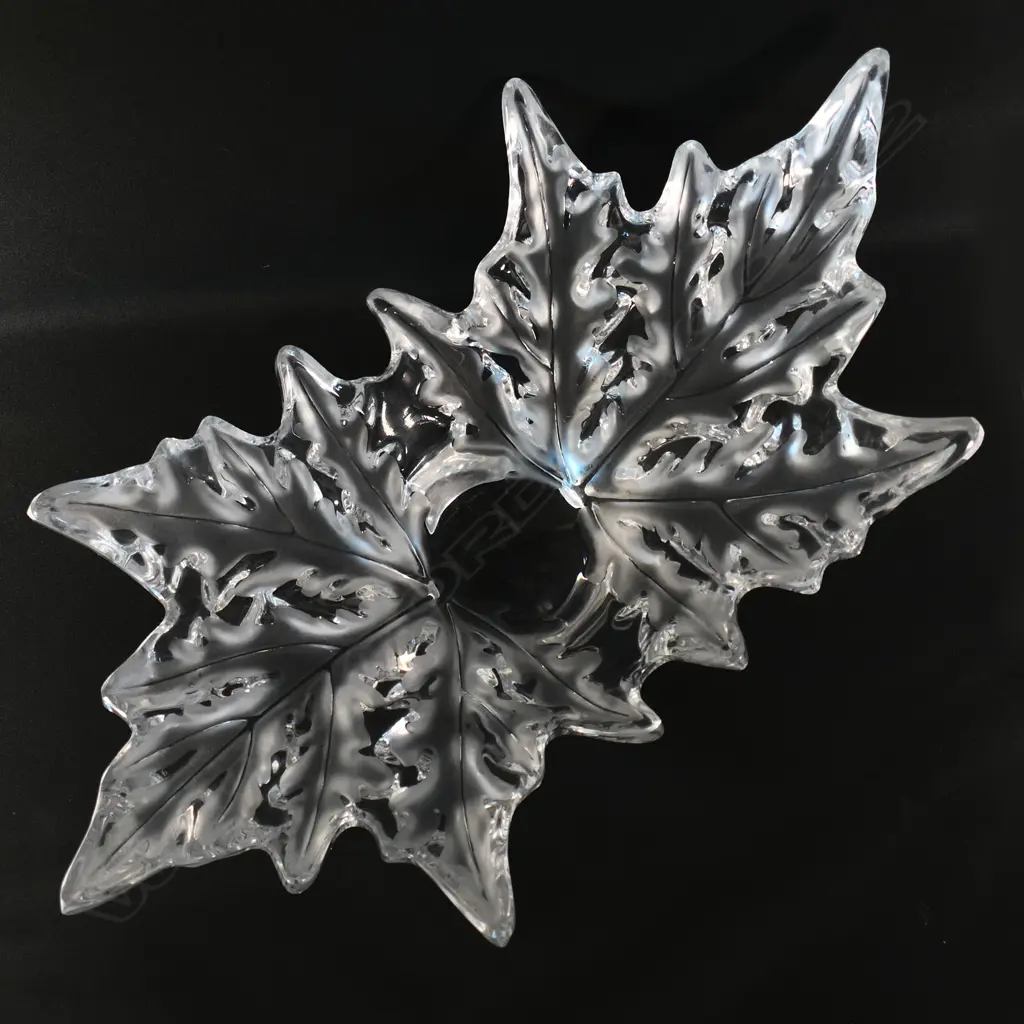 A c1960's Lalique Champs Elysees leaf decorated large and heavy bowl, Image 1++