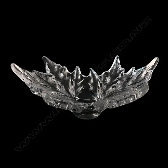 A c1960's Lalique Champs Elysees leaf decorated large and heavy bowl,