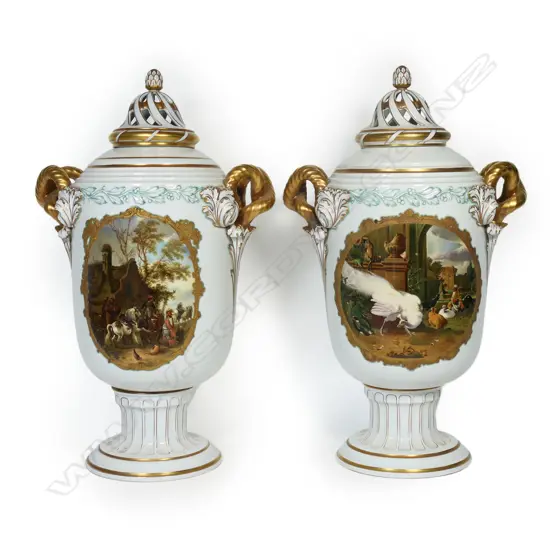 A pair of impressive 20thC Rosenthal lidded urns,