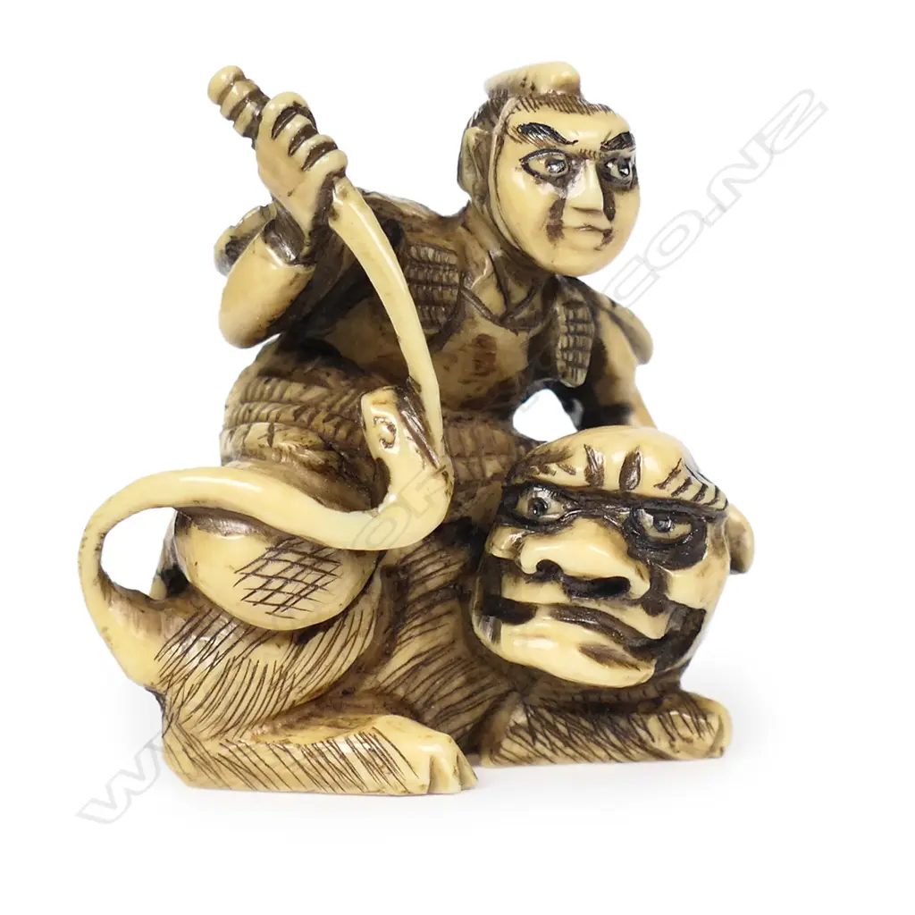 An ivory netsuke as a samurai, Image 1++