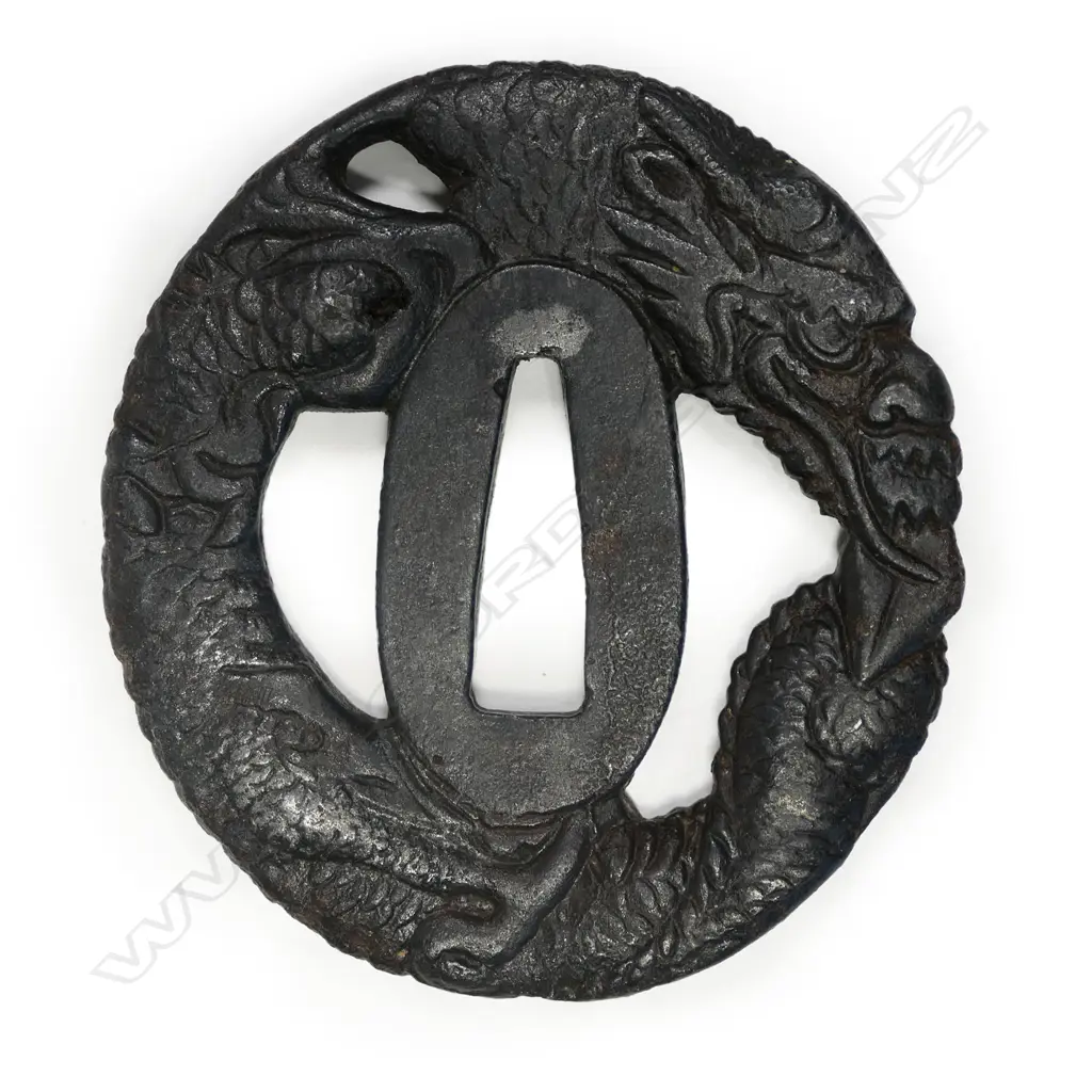 A19thC oval Edo period iron tsuba, Image 1++