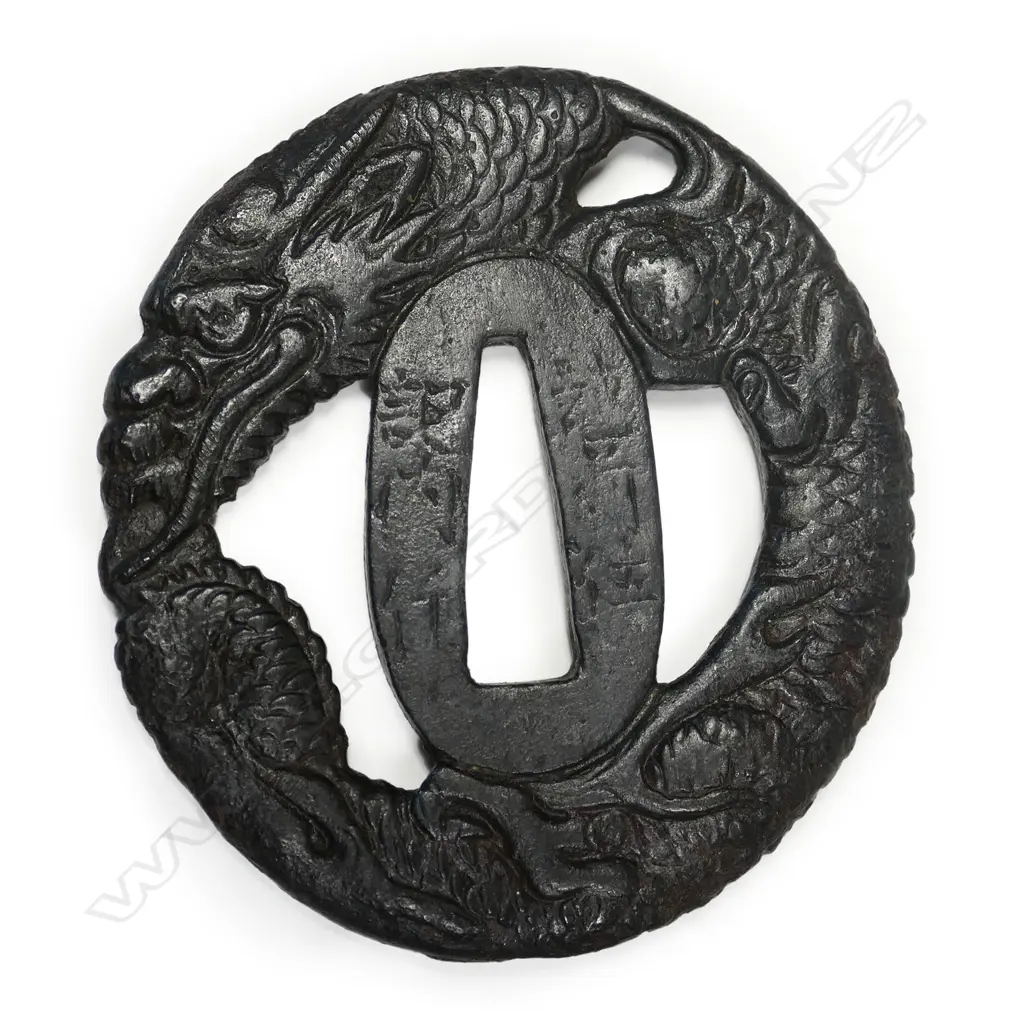 A19thC oval Edo period iron tsuba, Image 1++