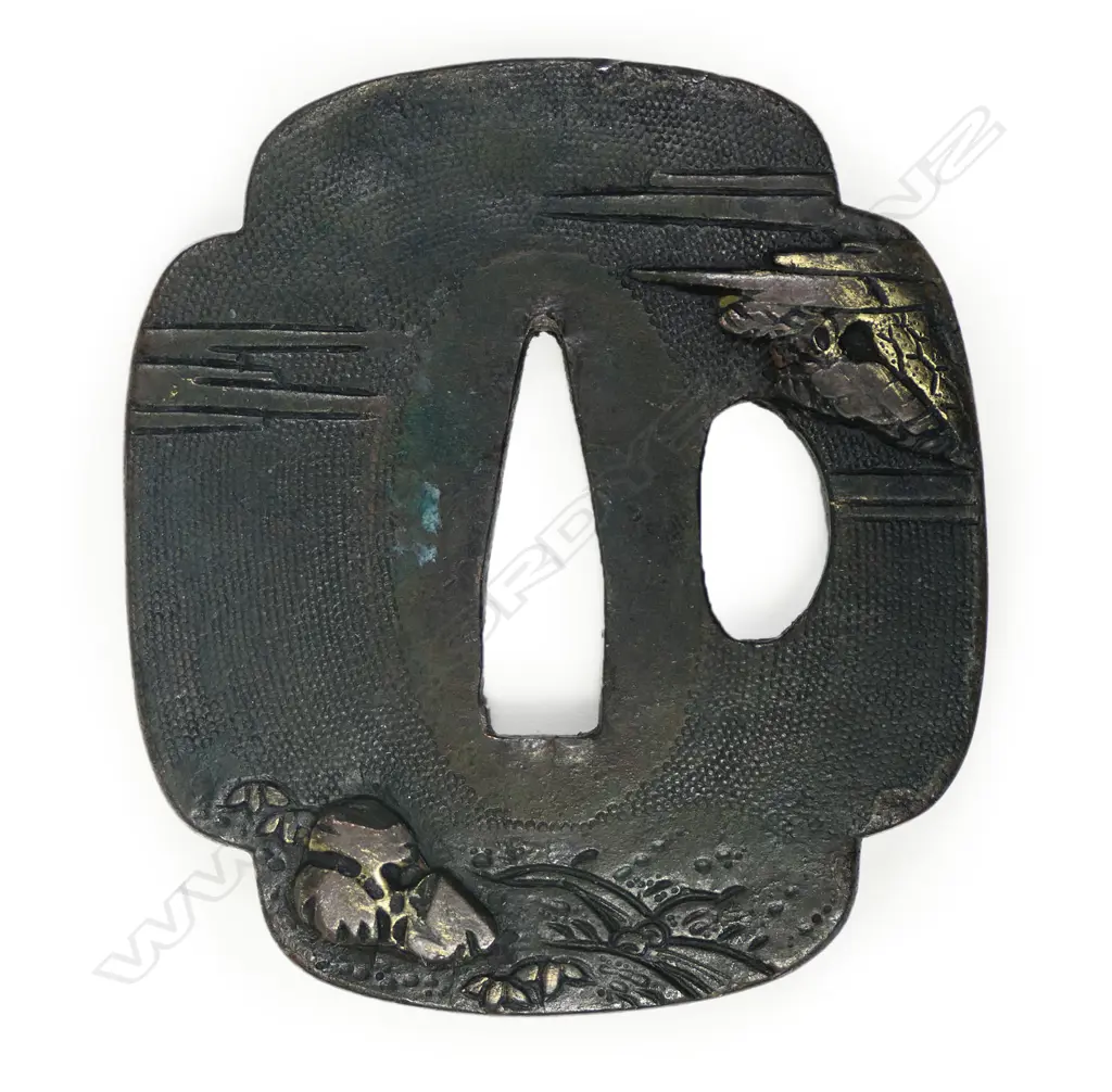 17thC bronze Edo period mokkogata tsuba, Image 1++