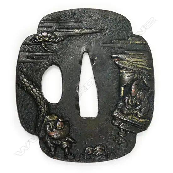 17thC bronze Edo period mokkogata tsuba,