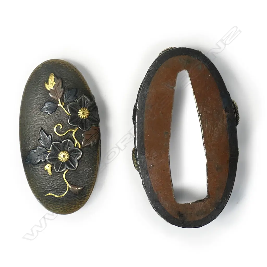 An 18th/19thC Edo period cased Japanese fuchi and kashira, Image 1++