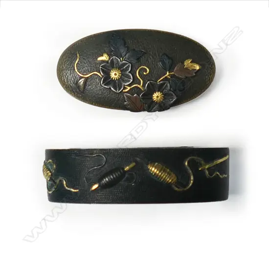 An 18th/19thC Edo period cased Japanese fuchi and kashira,