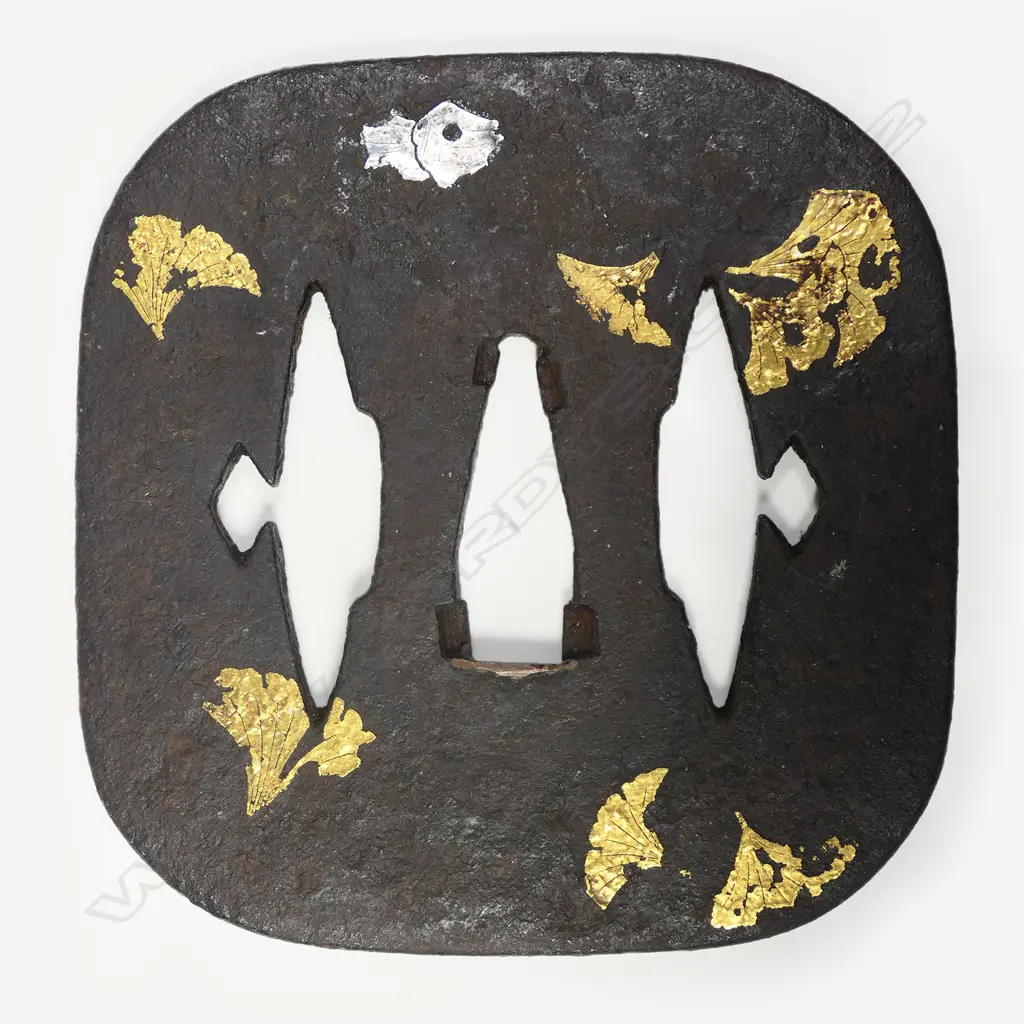 A 17thC large Edo rounded square hammered iron tsuba Image 1++