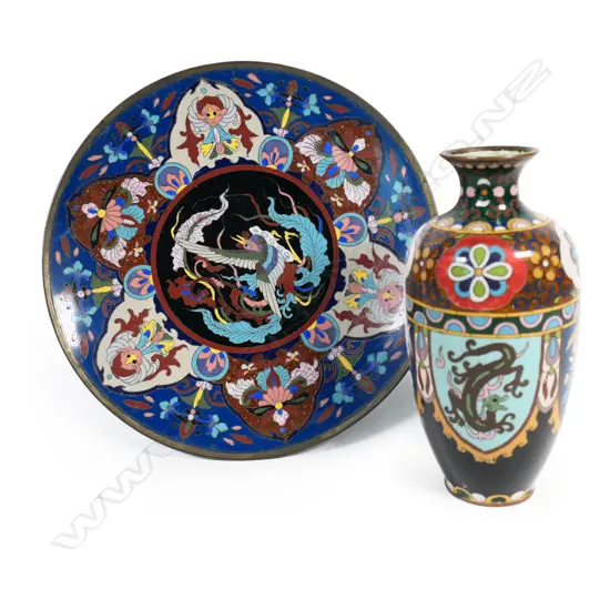 Two late 19thC Japanese cloisonné items,