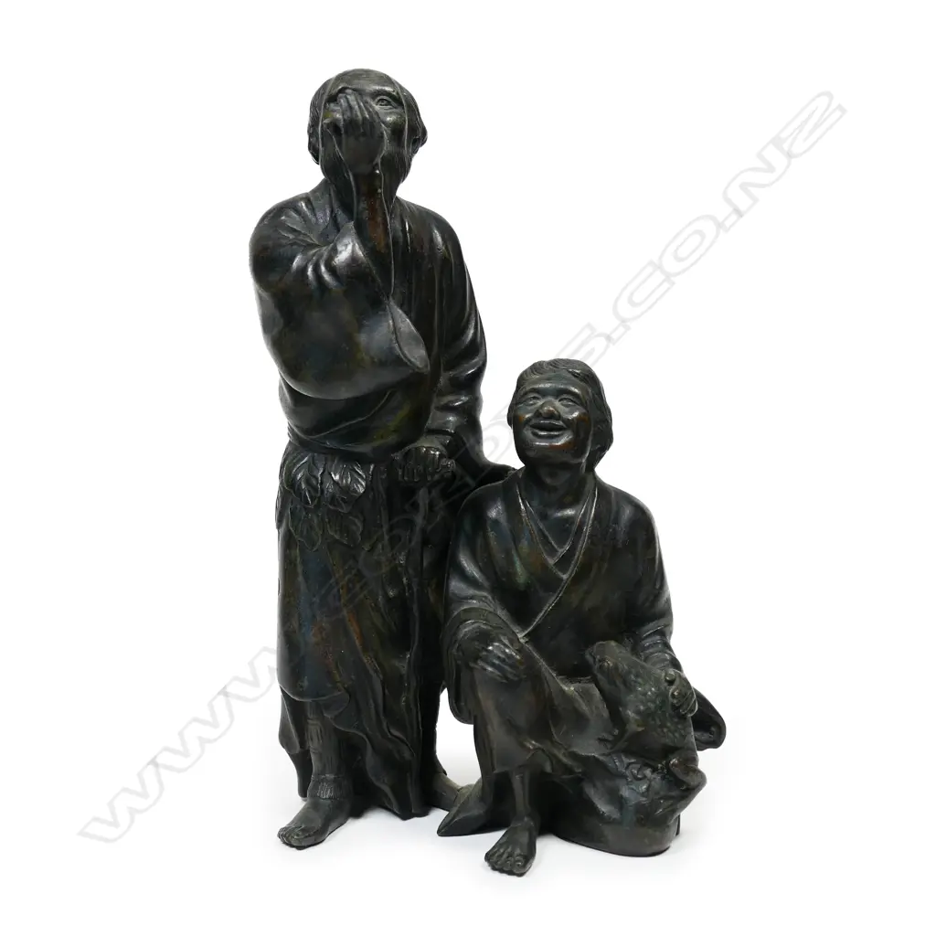 A Japanese Meiji period bronze figure group, Image 1++