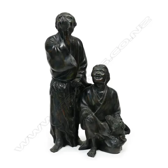 A Japanese Meiji period bronze figure group,