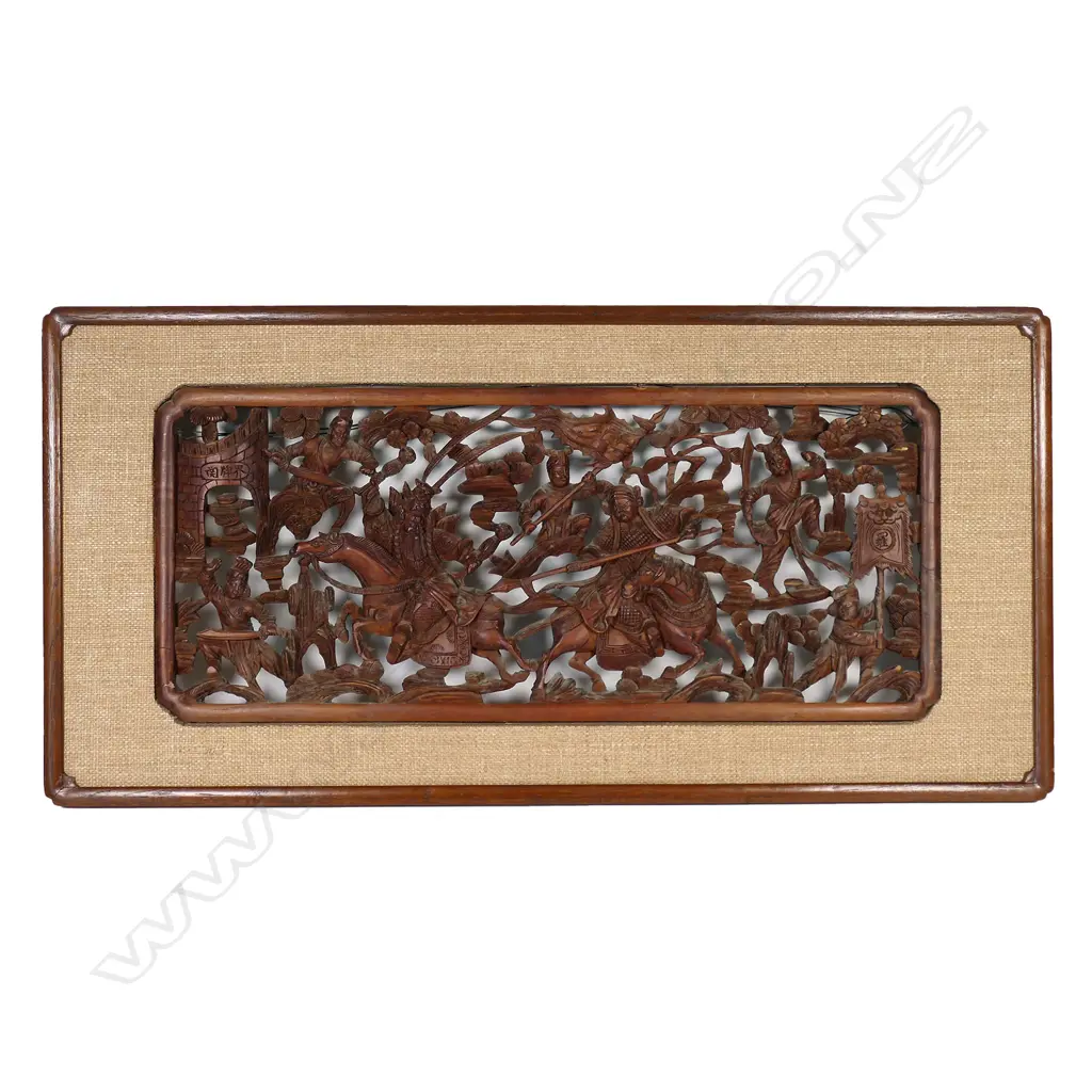 A 20thC Chinese reticulated carved and framed panel, Image 1++