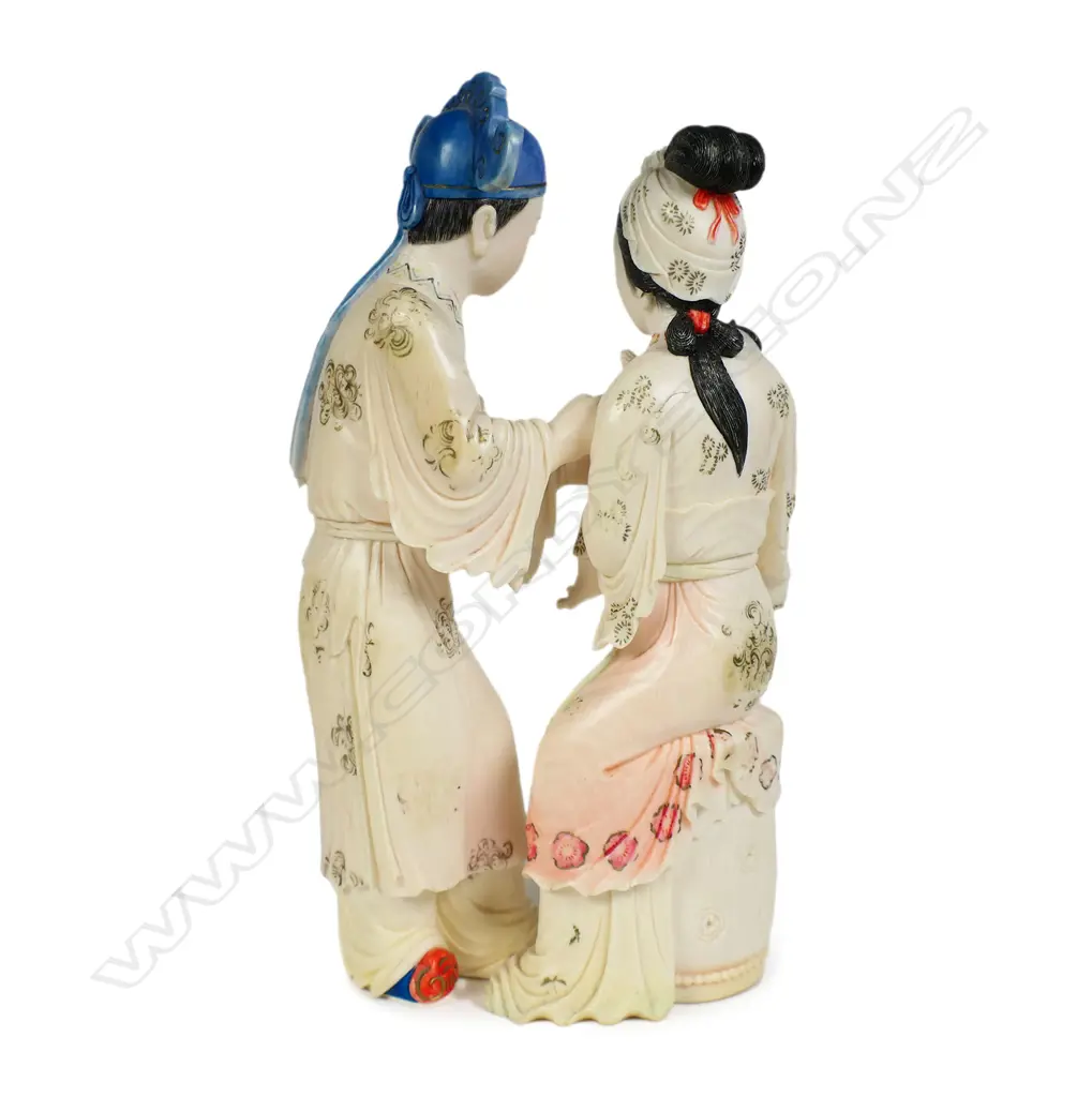 A mid 20thC Chinese carved ivory family group, Image 1++