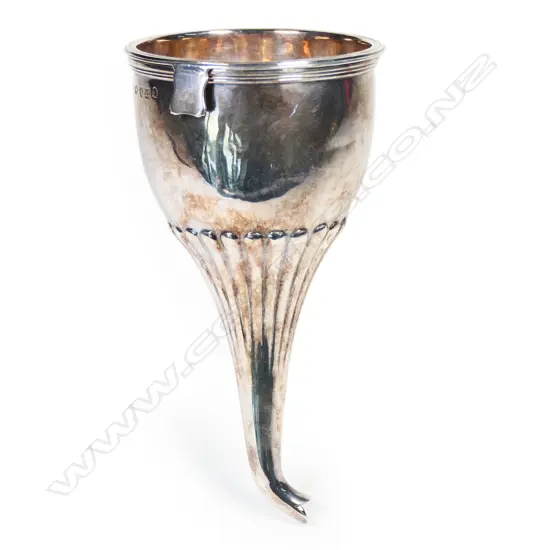 A late George III silver wine funnel,
