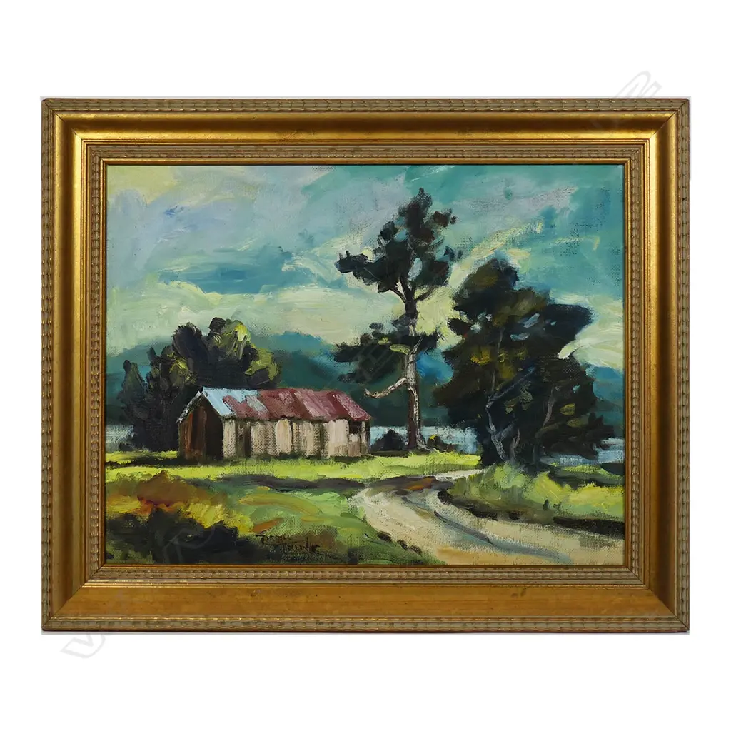 Russell Hollings (NZ 1948-) 'Farm in the Sounds', Image 1++