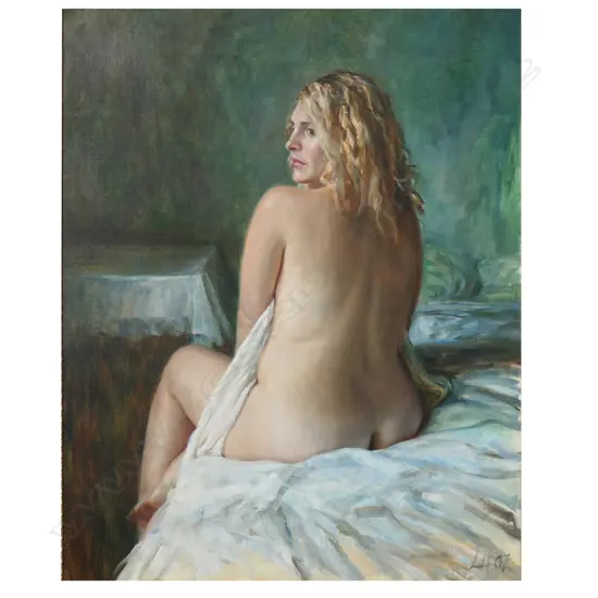 Luke Hollis (1979-) 'Morning Light' seated nude,