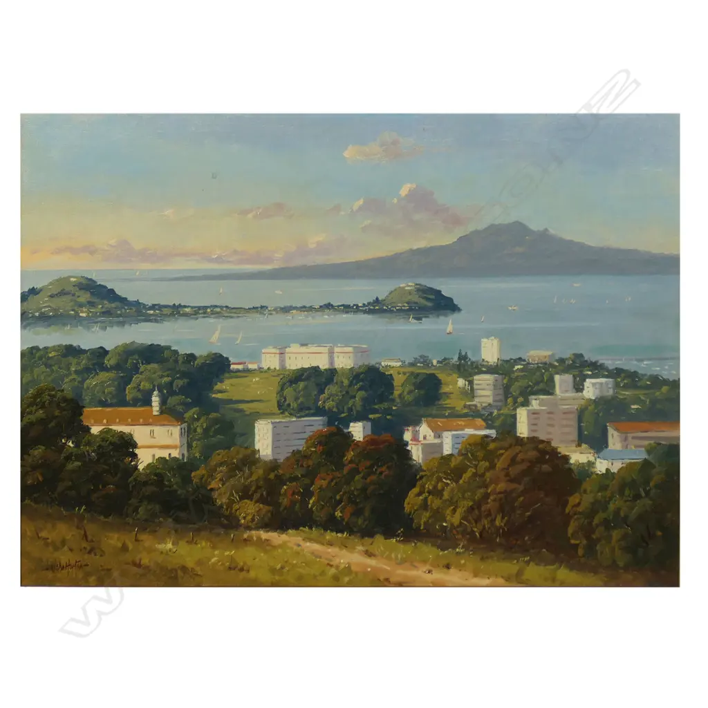 John Horton (NZ 1944- ) 'Waitemata Harbour from Mt. Eden', Image 1++