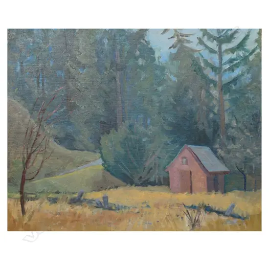 Ruth Millar (1914-2006) Canterbury Landscape - oil on board. 395 x 490mm,
