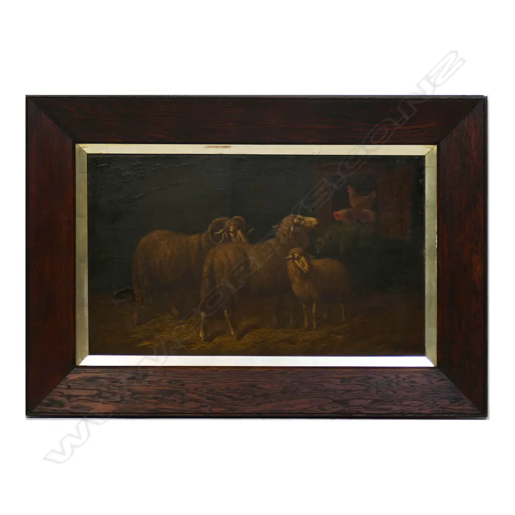 Jan de Graaf (Belgium 1877-1952) Sheep and hens, Image 1++