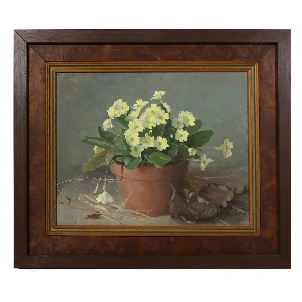 Gerald Norden (U.K. 1912-2000) 'Primroses in a Flower Pot', Image 1++