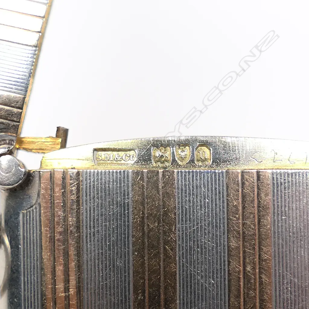 A good early 20thC silver and gold banded vesta, Image 1++