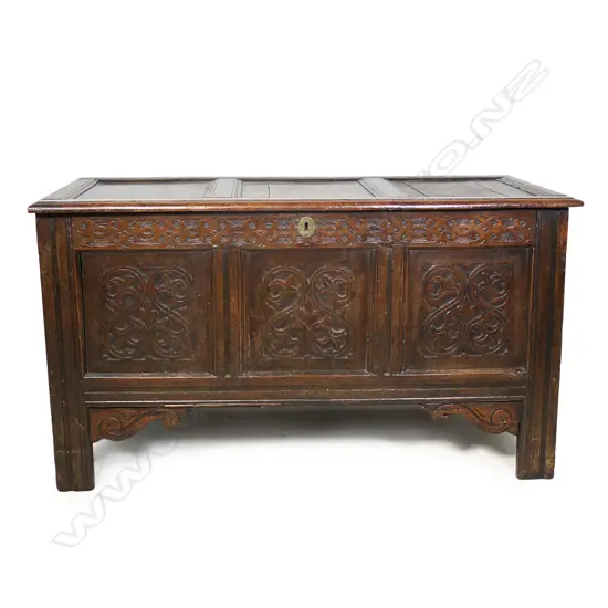 A 19thC oak coffer,