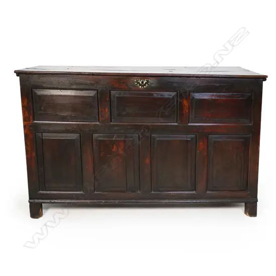 An 18thC oak mule chest,