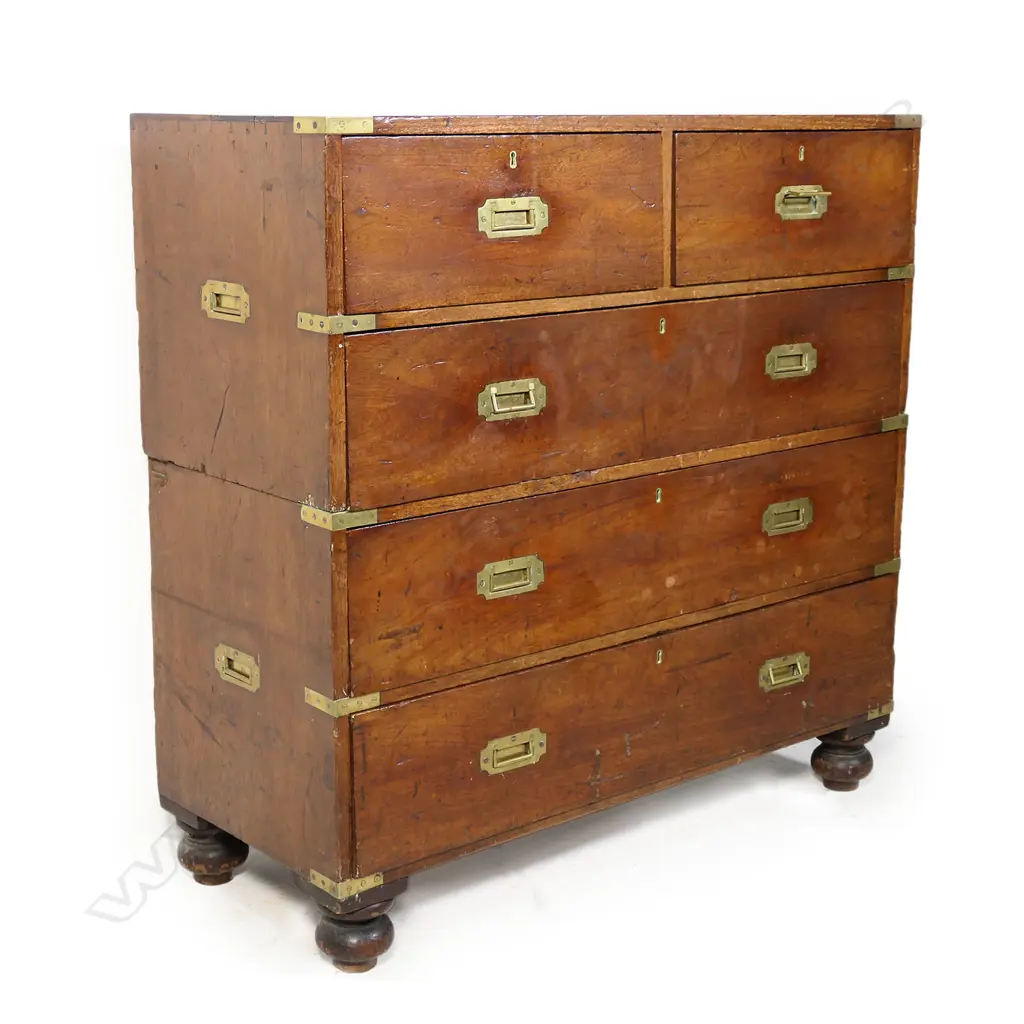 A Victorian mahogany military campaign chest, Image 1++