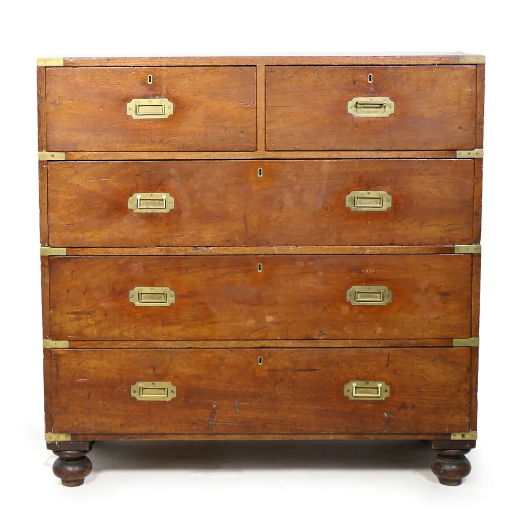 A Victorian mahogany military campaign chest, Image 1++