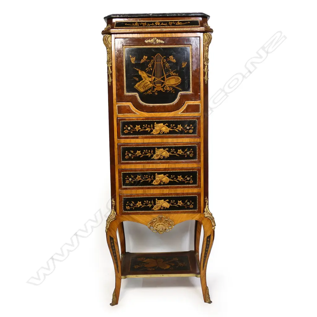 A 19thC French secretaire/music cabinet, Image 1++
