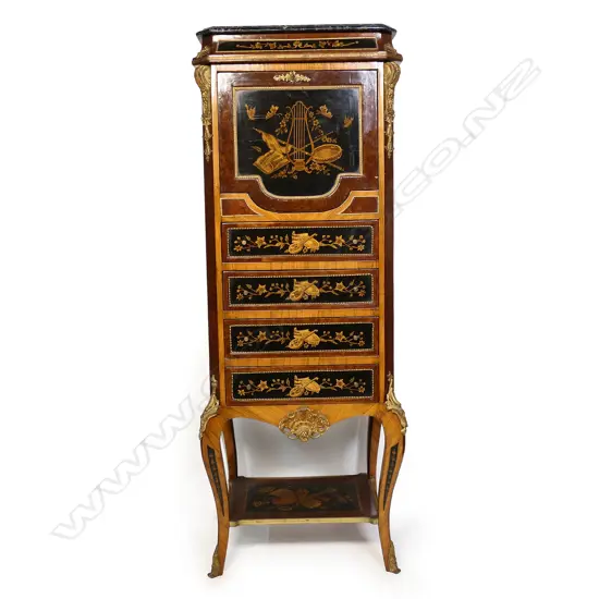 A 19thC French secretaire/music cabinet,