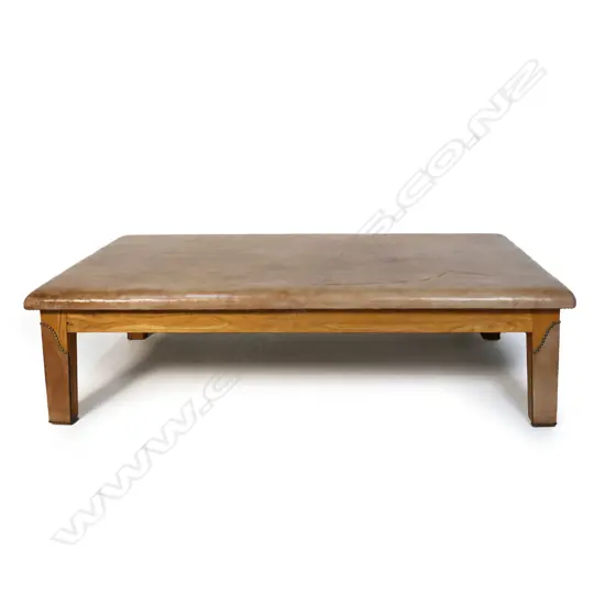 A Ralph Lauren leather bench/low table,