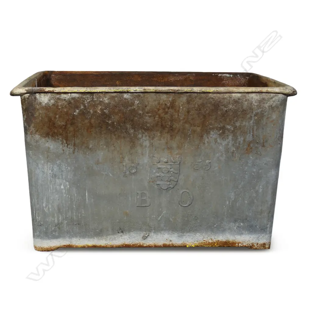 A rare mid-19thC British military deep sided cast iron trough, Image 1++