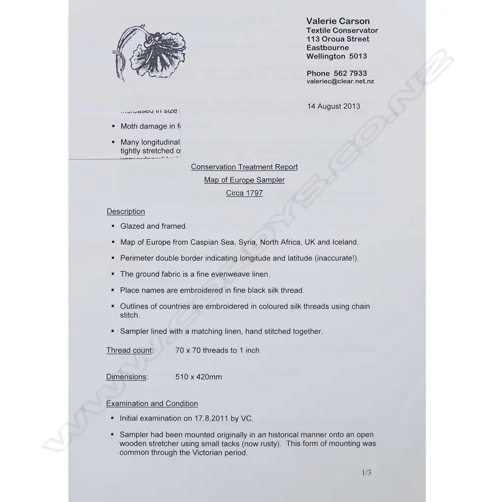 An 18thC linen map sampler, Image 1++