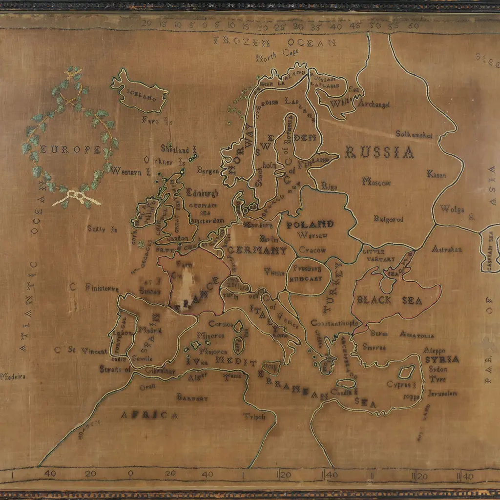 An 18thC linen map sampler, Image 1++