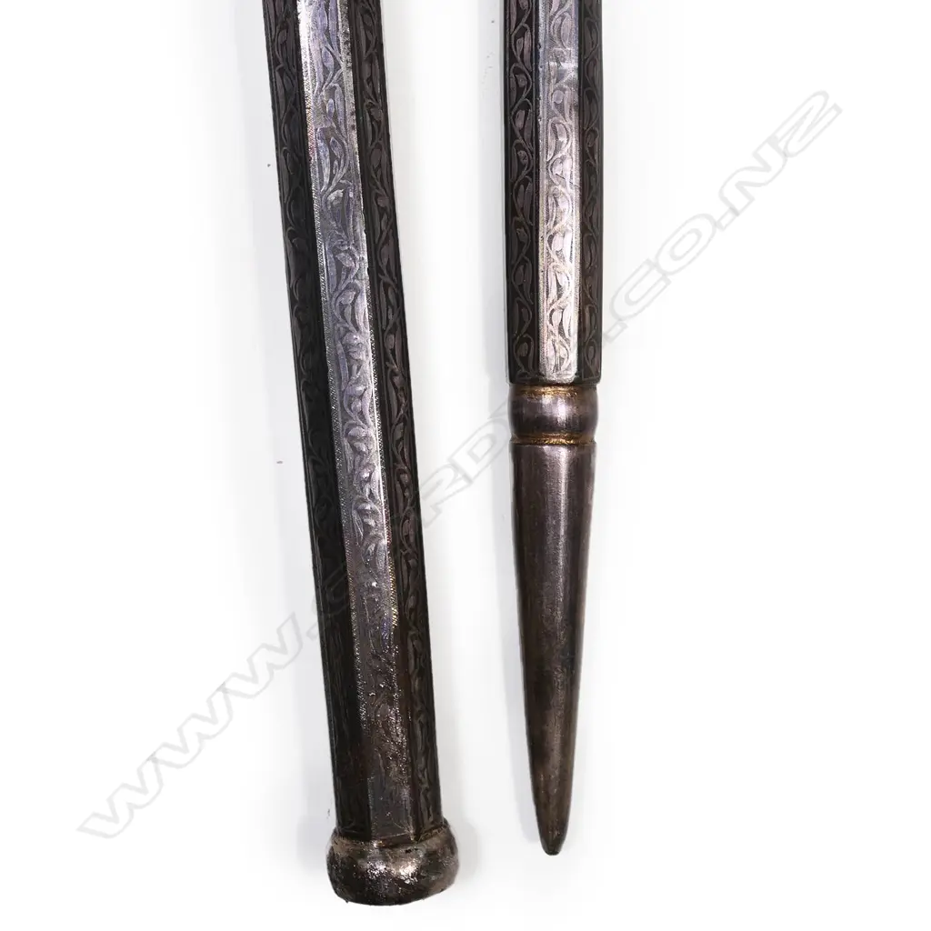 A Turkish all nielo worked steel dagger walking stick, Image 1++