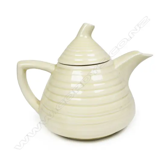 A rare 1930s Clarice Cliff Lynton shape bachelor's undecorated teapot,