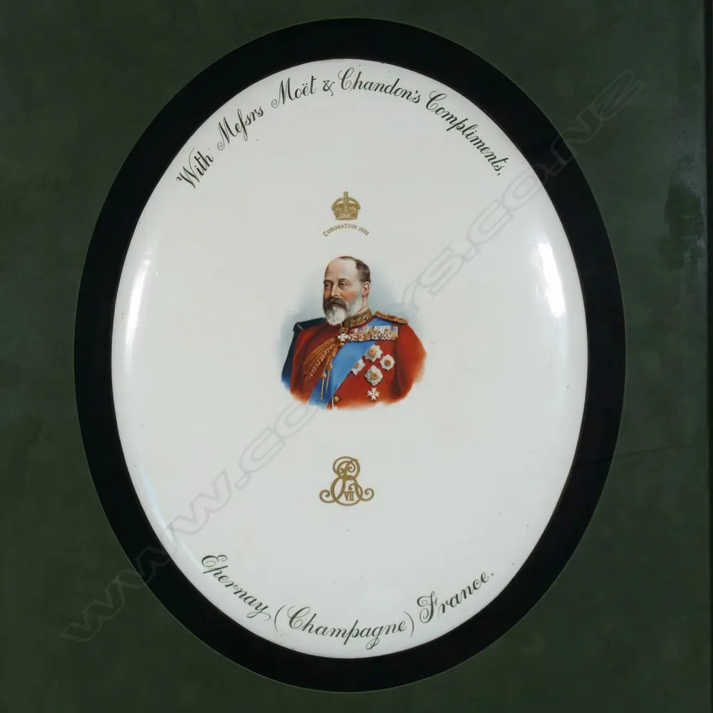 Royal Doulton King Edward VII Coronation 1902 Moet & Chandon advertising plaque, Image 1++