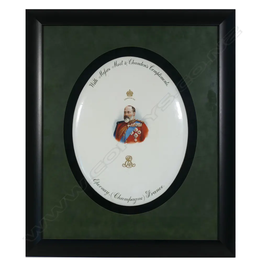Royal Doulton King Edward VII Coronation 1902 Moet & Chandon advertising plaque, Image 1++